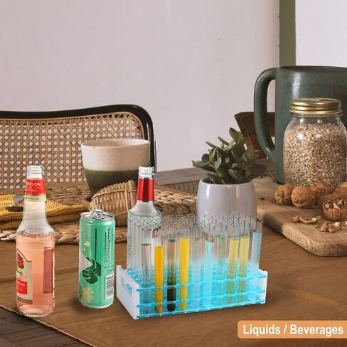 رف أنابيب اختبار البلاستيك (3 عبوات) | حامل أنبوب اختبار للقوارير والأنابيب لتخزين المواد الصلبة (الخرز وعينات الحبر ومرطب الشفاه) والسوائل (طلقات المشروبات الكحولية والزيوت العطرية) والنباتات المائية in Kuwait