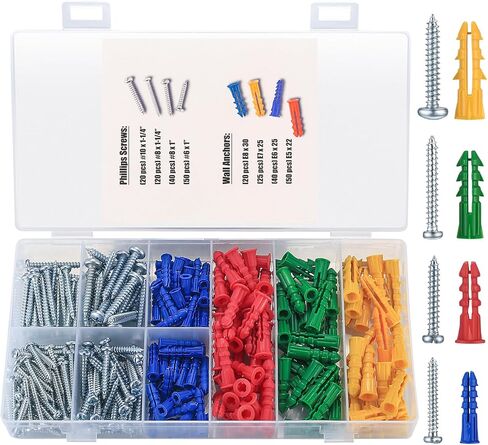 265 قطعة من مثبتات الحائط والمسامير للجدران الجافة، ومسامير التنصت الذاتية برأس المقلاة ومثبتات الحوائط الجافة المضلعة، ومجموعة متنوعة من مراسي الحائط الجافة ذاتية الحفر ومسامير لتثبيت الجدار الخرساني المعلق in Kuwait