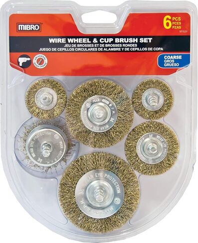 طقم فرش للأسلاك الخشنة المطلية بالنحاس للأغراض العامة من MIBRO 971531 مع مقبض سداسي 0.6 سم، 6 قطع in Kuwait