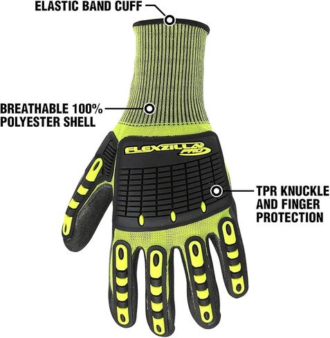 قفازات Flexzilla Pro GC161PXL Impact Sandy Nitrile Dip، أسود/ZillaGreen، XL in Saudi Arabia