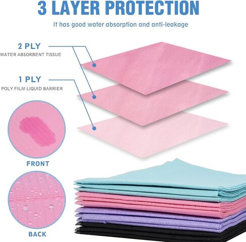 OneMed 125 PCS 13"x18" Disposable Dental Bibs 3 Ply Waterproof Light Purple Dental Tattoo Bibs Dentist Clinic Medical Tray Cover and Nail Table Cover in Kuwait