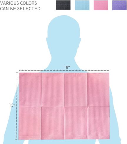 OneMed 125 PCS 13"x18" Disposable Dental Bibs 3 Ply Waterproof Light Purple Dental Tattoo Bibs Dentist Clinic Medical Tray Cover and Nail Table Cover in Kuwait
