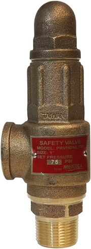 Merrill Heavy PRVHDNL100 صمام تخفيف الضغط النحاسي عالي التحمل بدون الرصاص 75 رطل لكل بوصة مربعة، درجة المقاول، 1 بوصة in Saudi Arabia