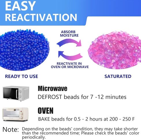 3 LBS Reusable Blue Indicating Silica Gel Beads, Silica Gel Desiccant, Desiccant Beads, Moisture Absorbers for Transformer, Camera, Jewelry, Electronics, Documents, Clothes, Books, Shoes in Kuwait
