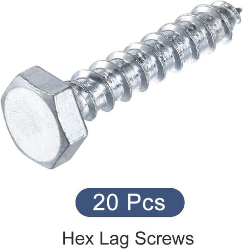 مسامير معدنية سداسية متخلفة (M10x60mm) 20 قطعة، مسامير خشبية ذاتية التنصت من الفولاذ الكربوني - للتطبيقات المنزلية in Kuwait