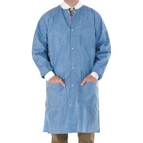 EOM Disposable Lab Coats - Lab Coats for Men and Women - Knee Length with Knit Cuffs and Collar - Medical Lab Jacket for Adults - Pack of 20, (Large Size)