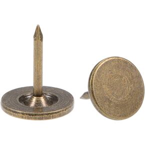 uxcell Upholstery Nails Tacks 11mmx10mm Flat Head Furniture Nails Gold Tone for Furniture Sofa Headboards, 50 Pcs