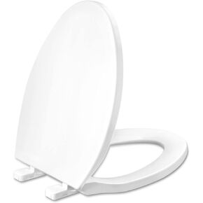 Toilet seat Round with Slow Close Hinges, Four Bumpers, Two Sets of Parts, White Toilet seat Round, Slow Close, Never Loosen and Easily Remove, Plastic, White