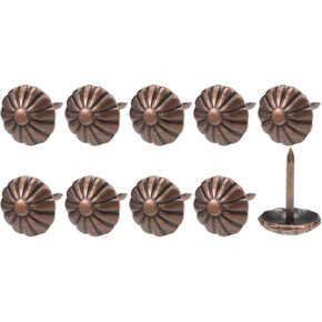 مسامير أظافر METALLIXITY (11 × 16 × 3 مم) 20 قطعة، دبابيس دفع الإبهام بنمط زهرة الحديد - لبناء المنزل، أثاث المطبخ المنزلي، لون نحاسي in Kuwait