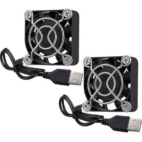 GDSTIME 2-Pack Quiet 40mm USB Fans with 3 Speed Control, Mini 5V DC Brushless Computer Case Fan for VR Gear Raspberry Pi Cosplay Helmet Mini PC Aquarium Roku Router Cooling Ventilation