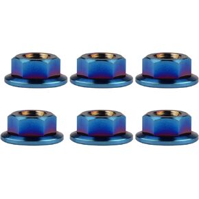 Wanyifa Titanium DIN6923 M5 M6 M8 M10 M12 M14 M16 Hex Flange Nuts pack of 6 (M10 Pitch 1.25mm, Gold)