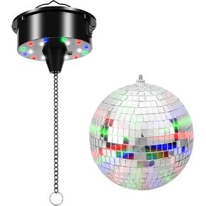 3RPM Rotating Mirror Ball Electric Motor with LED Light for 6 8 12" Mirror Disco Ball Banquets Night Clubs Party Decorate