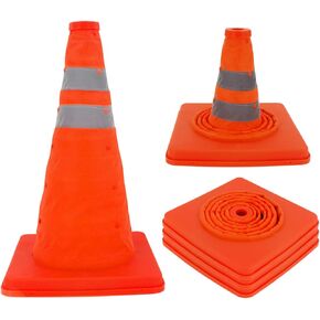مخاريط المرور BBMi، 3 عبوات مخاريط مرورية مقاس 15.8 بوصة، مخروط أمان بتصميم قابل للطي، مخروط برتقالي مقاوم للماء لوقوف السيارات على الطرق، مخاريط بناء مع ياقة شرائط عاكسة in Kuwait