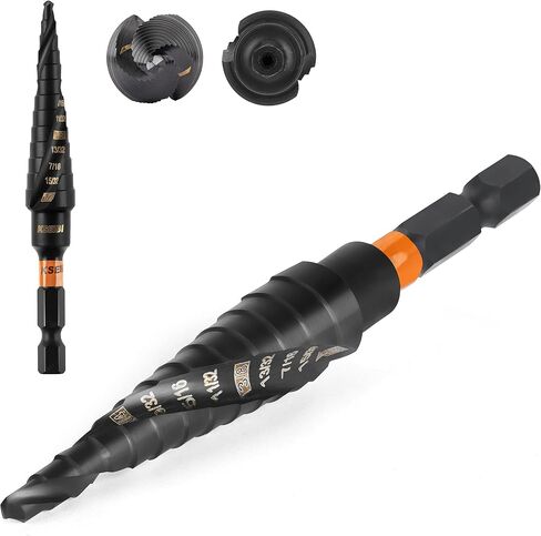 KSEIBI 9 Steps 1/8-1 inch SAE Standard Industrial Grade Step Drill Bit Ready Impact 1/4 inch Shank, 575079 High-Speed Steel Metal Drill Bits Black Oxide M2 Material in Kuwait