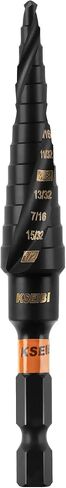 KSEIBI 9 Steps 1/8-1 inch SAE Standard Industrial Grade Step Drill Bit Ready Impact 1/4 inch Shank, 575079 High-Speed Steel Metal Drill Bits Black Oxide M2 Material in Kuwait