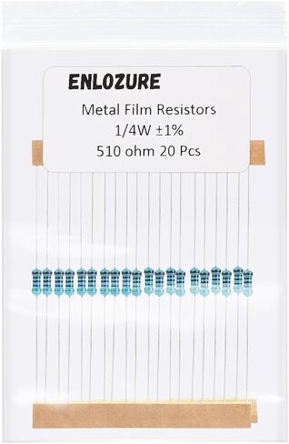 ENLOZURE 600 قطعة 30 مجموعة مقاومات 10 Ohm-1M Ohm 1% 1/4W تشكيلة مقاومات الأفلام المعدنية للمشاريع والتجارب التي تصنعها بنفسك in Kuwait