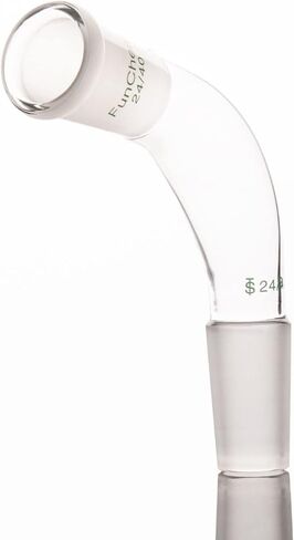 محول تقطير زجاج البوروسيليكات من فن كيم، محول تقطير منحني 105 درجة مع مفصل خارجي وداخلي 24/40 in Kuwait