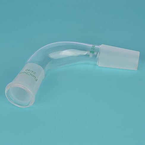 محول تقطير زجاج البوروسيليكات من فن كيم، محول تقطير منحني 105 درجة مع مفصل خارجي وداخلي 24/40 in Kuwait