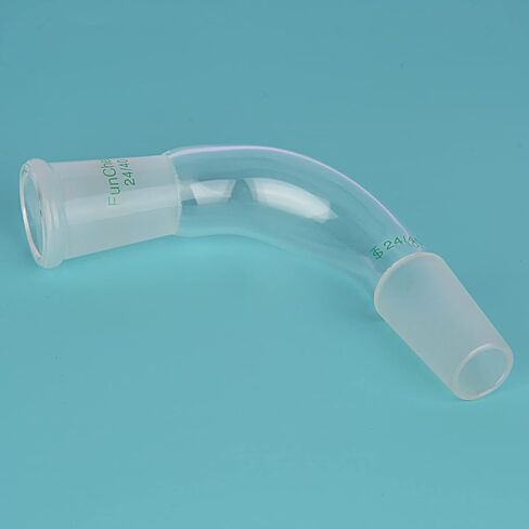 محول تقطير زجاج البوروسيليكات من فن كيم، محول تقطير منحني 105 درجة مع مفصل خارجي وداخلي 24/40 in Kuwait