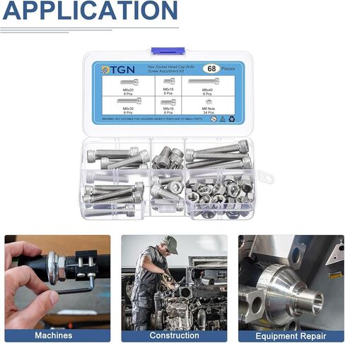 مجموعة براغي مترية DTGN 100 قطعة M3، براغي رأس مقبس M3، 304 من الفولاذ المقاوم للصدأ M3x20/25/30/35/40 مم مجموعة براغي رأس مقبس سداسي مع مفتاح ربط للطباعة ثلاثية الأبعاد بنفسك in Kuwait