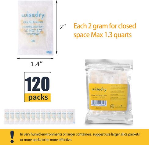 ويسدري عبوة من 120 عبوة بوزن 2 غرام من جل السيليكا المجفف مع خرز مؤشر ملون، عبوات ماصة للرطوبة لصناديق الطعام والاحذية والتوابل، مجموعة بذور التخزين من الدرجة الغذائية in Kuwait