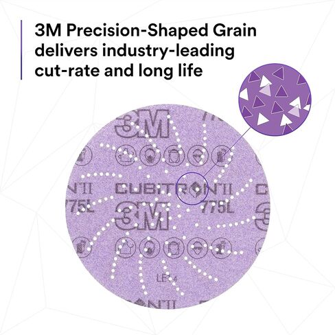3M Cubtron II Hookit Clean قرص غشاء السنفرة 775L, 87338, متعدد الحزمات, 5 بوصة x NH, 80+ إلى 220+ طلاء قطع زاوية قطع الناي الأرجواني in Saudi Arabia