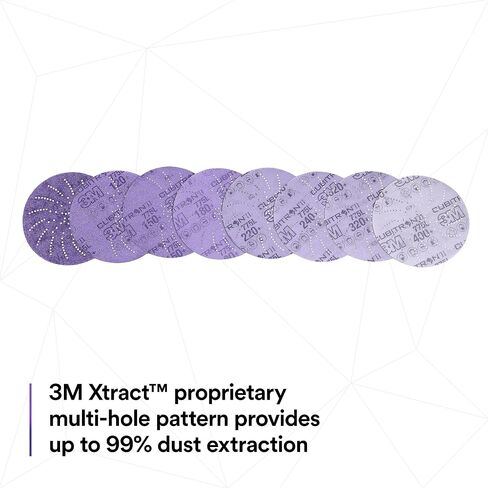 3M Cubtron II Hookit Clean قرص غشاء السنفرة 775L, 87338, متعدد الحزمات, 5 بوصة x NH, 80+ إلى 220+ طلاء قطع زاوية قطع الناي الأرجواني in Saudi Arabia