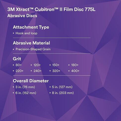 3M Cubtron II Hookit Clean قرص غشاء السنفرة 775L, 87338, متعدد الحزمات, 5 بوصة x NH, 80+ إلى 220+ طلاء قطع زاوية قطع الناي الأرجواني in Saudi Arabia