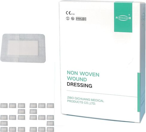 4X10, 4X12, 4X14 Inches Large Sterile Adhesive Island Wound Dressing Bandages - Non Woven Bordered Gauze Pads, Individually Pack, 8PCS for Each Size, Medical Grade by QICHUANG(101214Mixed Size- C24) in Kuwait
