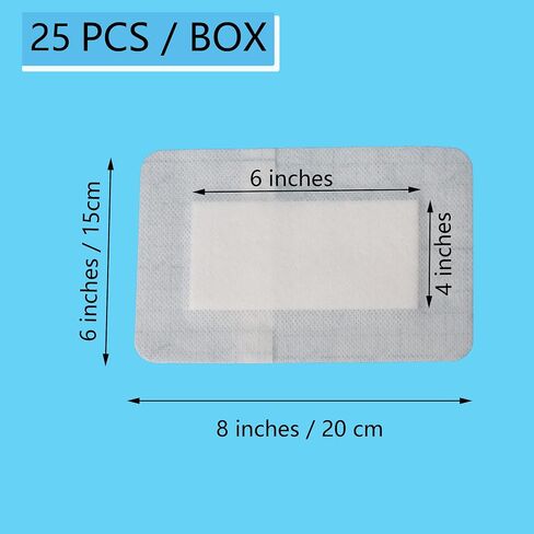 4X10, 4X12, 4X14 Inches Large Sterile Adhesive Island Wound Dressing Bandages - Non Woven Bordered Gauze Pads, Individually Pack, 8PCS for Each Size, Medical Grade by QICHUANG(101214Mixed Size- C24) in Kuwait