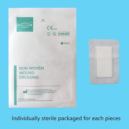 4X10, 4X12, 4X14 Inches Large Sterile Adhesive Island Wound Dressing Bandages - Non Woven Bordered Gauze Pads, Individually Pack, 8PCS for Each Size, Medical Grade by QICHUANG(101214Mixed Size- C24) in Kuwait