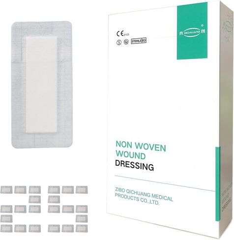 4X10, 4X12, 4X14 Inches Large Sterile Adhesive Island Wound Dressing Bandages - Non Woven Bordered Gauze Pads, Individually Pack, 8PCS for Each Size, Medical Grade by QICHUANG(101214Mixed Size- C24) in Kuwait