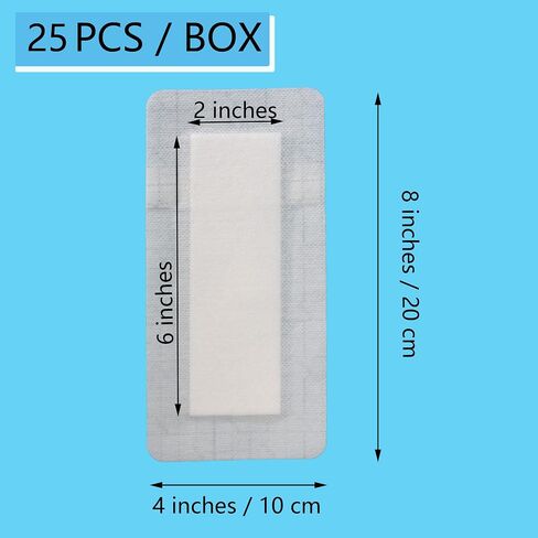 4X10, 4X12, 4X14 Inches Large Sterile Adhesive Island Wound Dressing Bandages - Non Woven Bordered Gauze Pads, Individually Pack, 8PCS for Each Size, Medical Grade by QICHUANG(101214Mixed Size- C24) in Kuwait