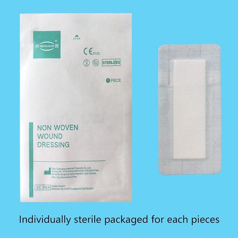 4X10, 4X12, 4X14 Inches Large Sterile Adhesive Island Wound Dressing Bandages - Non Woven Bordered Gauze Pads, Individually Pack, 8PCS for Each Size, Medical Grade by QICHUANG(101214Mixed Size- C24) in Kuwait