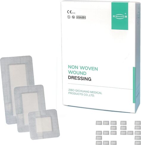 4X10, 4X12, 4X14 Inches Large Sterile Adhesive Island Wound Dressing Bandages - Non Woven Bordered Gauze Pads, Individually Pack, 8PCS for Each Size, Medical Grade by QICHUANG(101214Mixed Size- C24) in Kuwait