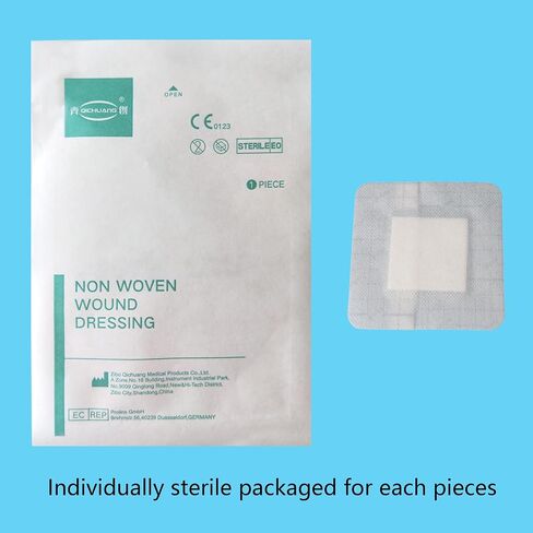4X10, 4X12, 4X14 Inches Large Sterile Adhesive Island Wound Dressing Bandages - Non Woven Bordered Gauze Pads, Individually Pack, 8PCS for Each Size, Medical Grade by QICHUANG(101214Mixed Size- C24) in Kuwait