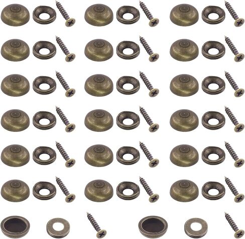 Keadic 60 Pcs Bronze Mirror Screws Assortment Set Retro Cap Cover Nails Fasteners with Screws, Vintage Upholstery Tacks Thumb Tacks for Wall Hanging Sign/Advertising Hardware (9mm) in Kuwait