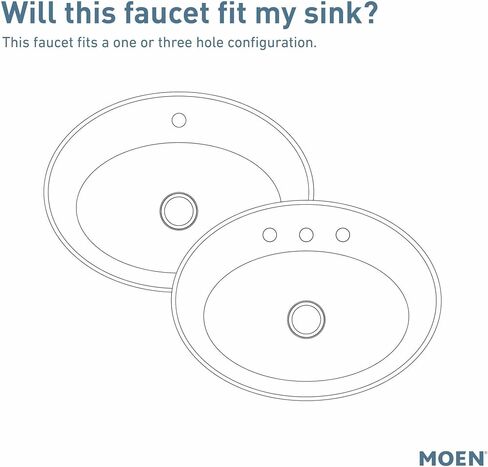 صنبور حمام Moen Beric Chrome ذو فتحة واحدة ومقبض واحد مع مجموعة تصريف ولوحة اختيارية لحوض الحمام الخاص بك، 84774 in Kuwait