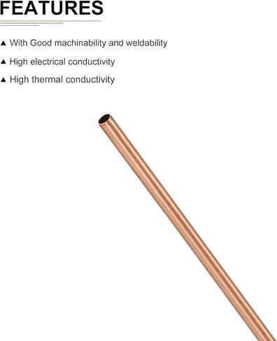 أنبوب نحاسي DTGN 3 مم × 0.2 مم × 300 مم (ODxWall TxL) - 3 عبوات - جيد لإطار ديكور DIY لمعدات الآلات - أنابيب معدنية مستديرة in Kuwait