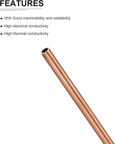 أنبوب نحاسي DTGN 3 مم × 0.2 مم × 300 مم (ODxWall TxL) - 3 عبوات - جيد لإطار ديكور DIY لمعدات الآلات - أنابيب معدنية مستديرة in Kuwait