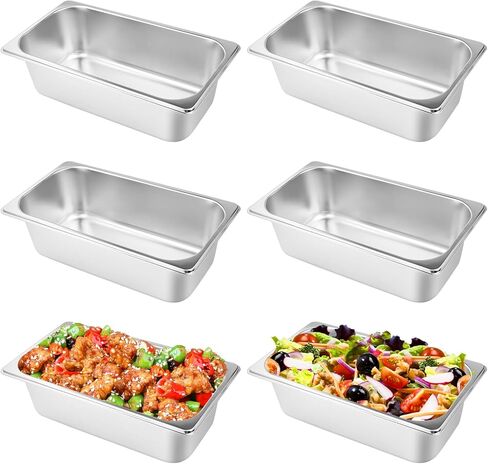 6 عبوات من مقالي الفندق من VOISEN، مقاس 3/1 بعمق 4 بوصات، مقلاة بخار مضادة للتشويش، مقلاة تجارية من الفولاذ المقاوم للصدأ، مقلاة طاولة بخار، وعاء طعام لتقديم الطعام in Kuwait