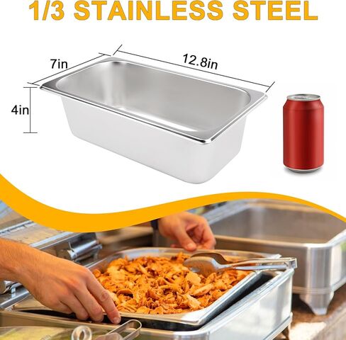 6 عبوات من مقالي الفندق من VOISEN، مقاس 3/1 بعمق 4 بوصات، مقلاة بخار مضادة للتشويش، مقلاة تجارية من الفولاذ المقاوم للصدأ، مقلاة طاولة بخار، وعاء طعام لتقديم الطعام in Kuwait