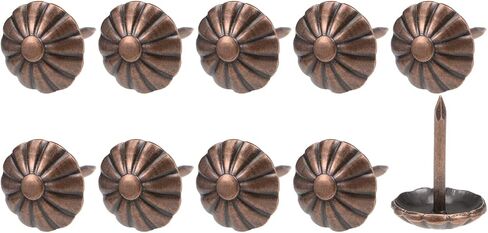 مسامير أظافر METALLIXITY (11 × 16 × 3 مم) 20 قطعة، دبابيس دفع الإبهام بنمط زهرة الحديد - لبناء المنزل، أثاث المطبخ المنزلي، لون نحاسي in Kuwait