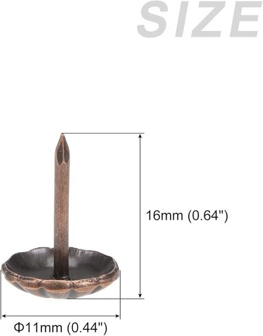 مسامير أظافر METALLIXITY (11 × 16 × 3 مم) 20 قطعة، دبابيس دفع الإبهام بنمط زهرة الحديد - لبناء المنزل، أثاث المطبخ المنزلي، لون نحاسي in Kuwait