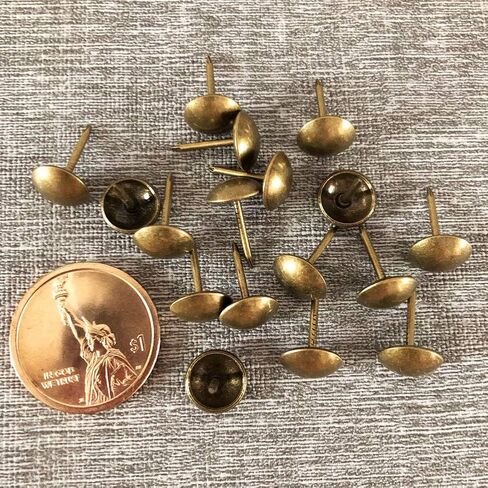 500pcs a lot: D11mmxL17mm Antique Vintage Sofa Upholstery Tacks Wooden Furniture Decorative Tacks Hobnail Thumb Nails Home DIY Upholstery Nails (Antique) in Kuwait