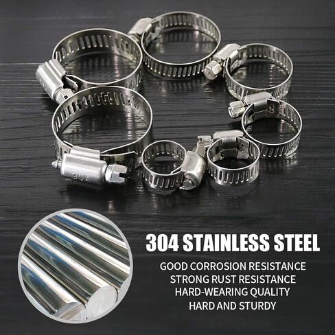 Hilitchi 60 Piece Adjustable 8-38mm Range Stainless Steel Worm Gear Hose Clamps Assortment Kit in Saudi Arabia