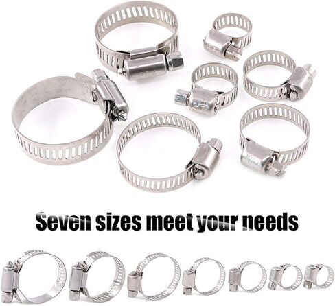 Hilitchi 60 Piece Adjustable 8-38mm Range Stainless Steel Worm Gear Hose Clamps Assortment Kit in Saudi Arabia
