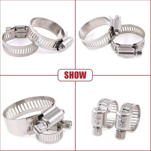 Hilitchi 60 Piece Adjustable 8-38mm Range Stainless Steel Worm Gear Hose Clamps Assortment Kit in Saudi Arabia