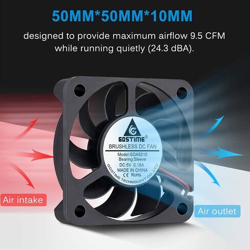 GDSTIME Dual 60mm x 15mm USB Fan w/ 3 Speed Control 5V Brushless DC Cooling in Kuwait
