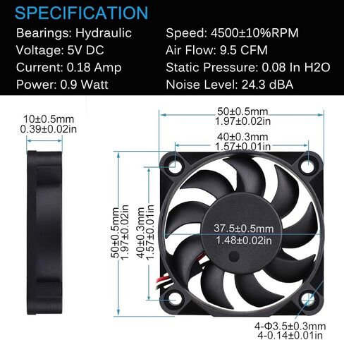 GDSTIME Dual 60mm x 15mm USB Fan w/ 3 Speed Control 5V Brushless DC Cooling in Kuwait